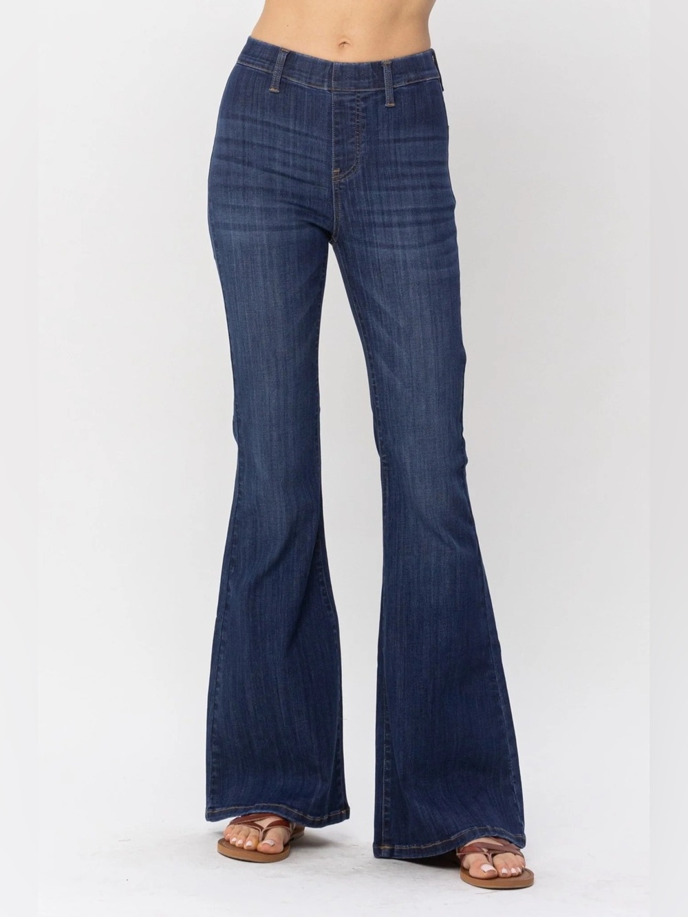 Judy Blue High Waist Pull On Denim Flare Jeans Size 16